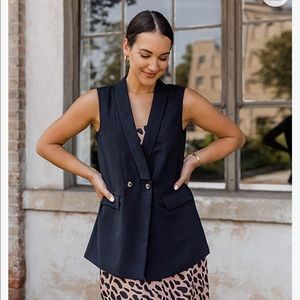 Black double breasted blazer vest from Kathleen Barnes x The Drop